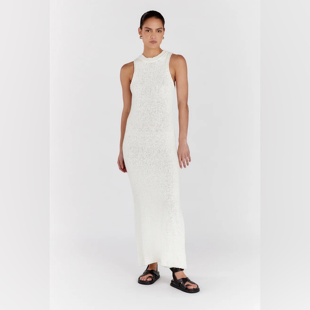 DISSH DION OFF WHITE BOUCLE CREW MAXI DRESS Medium, NWT